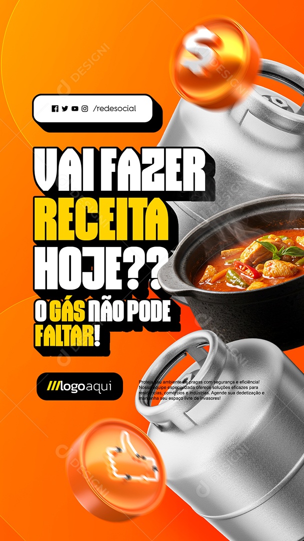Story Gás Vai Fazer Receita Hoje Social Media PSD Editável