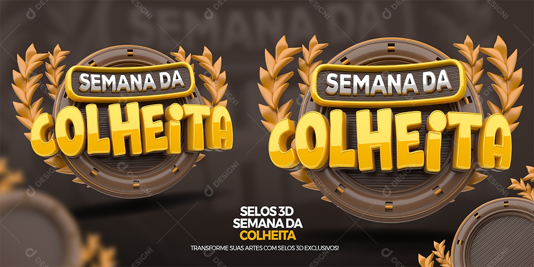 Semana da Colheita Selo 3D para Composição PSD