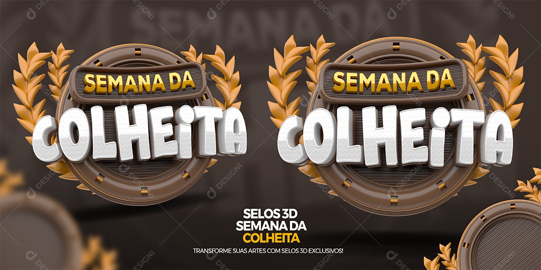 Semana da Colheita Selo 3D para Composição PSD