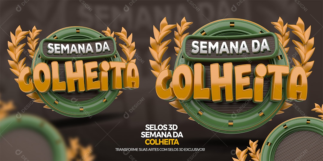 Semana da Colheita Selo 3D para Composição PSD