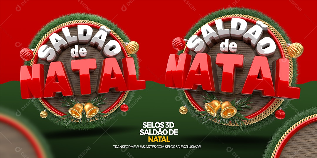 Saldão de Natal Selo 3D para Composição PSD