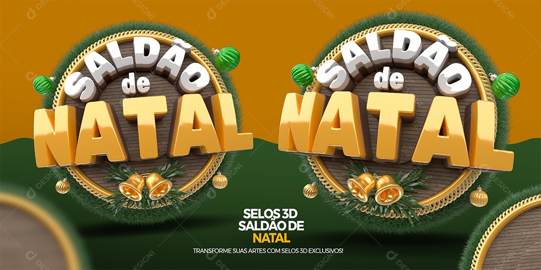 Saldão de Natal Selo 3D para Composição PSD