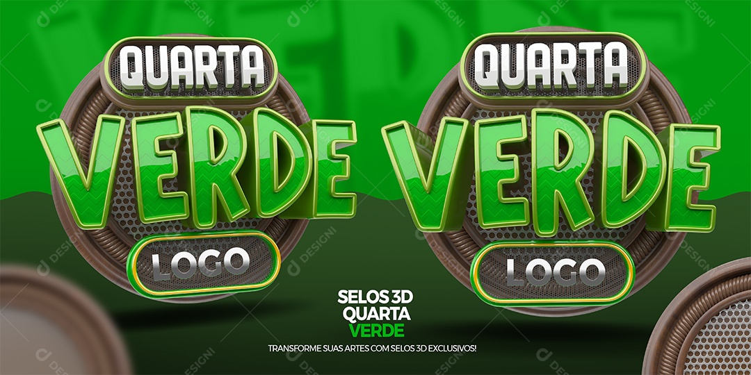 Quarta Verde Selo 3D para Composição PSD