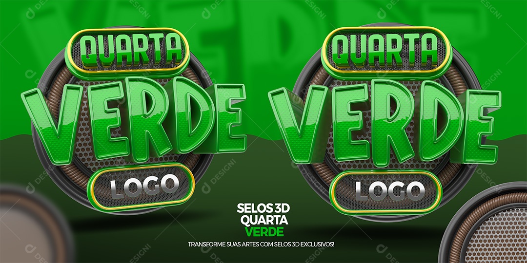 Quarta Verde Selo 3D para Composição PSD