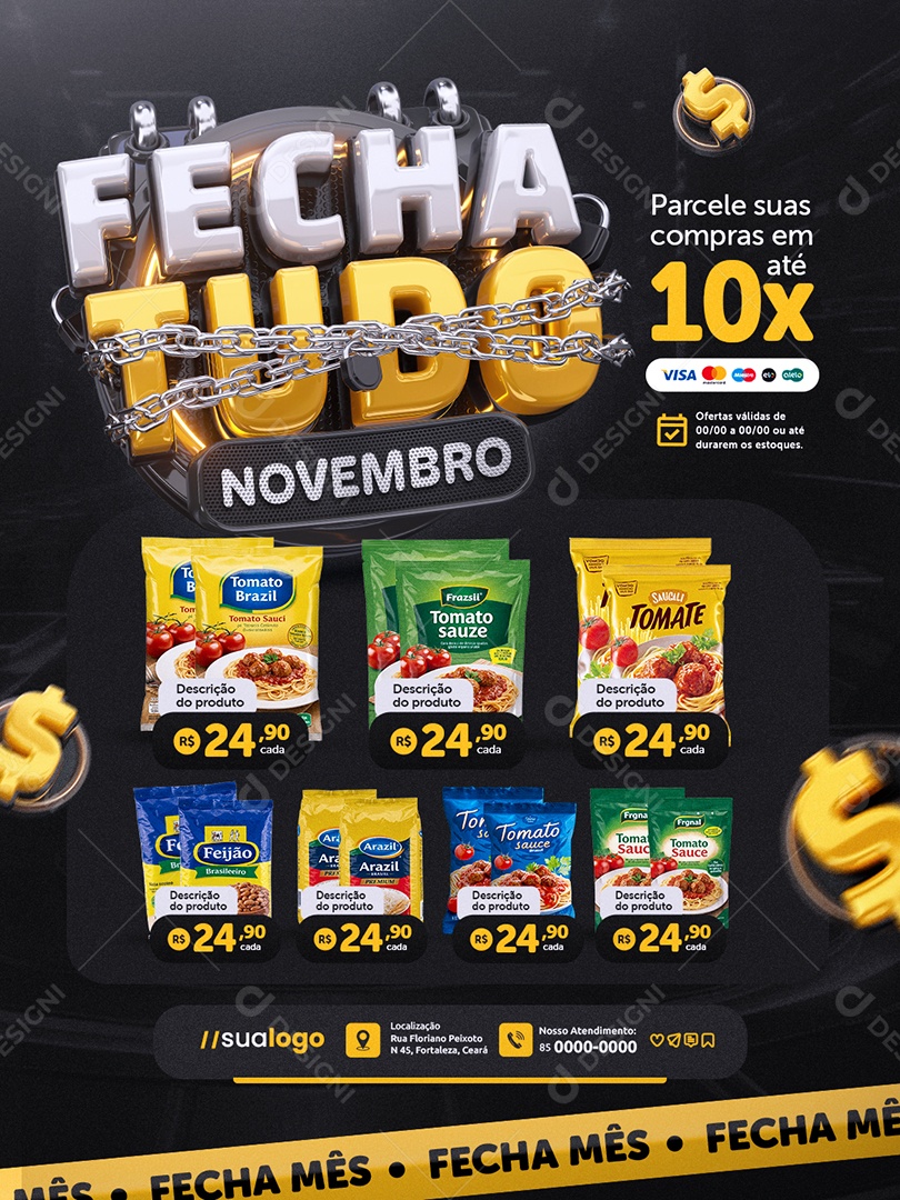 Fecha Tudo Novembro Supermercado Parcele Suas Compras Social Media PSD Editável