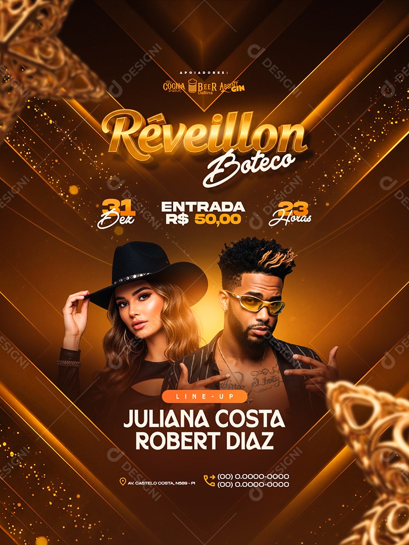 Flyer Próximos Shows Réveillon Boteco Social Media PSD Editável