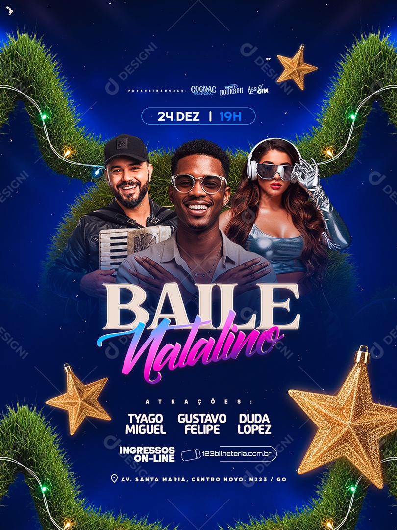 Flyer Próximos Shows Baile Natalino Social Media PSD Editável