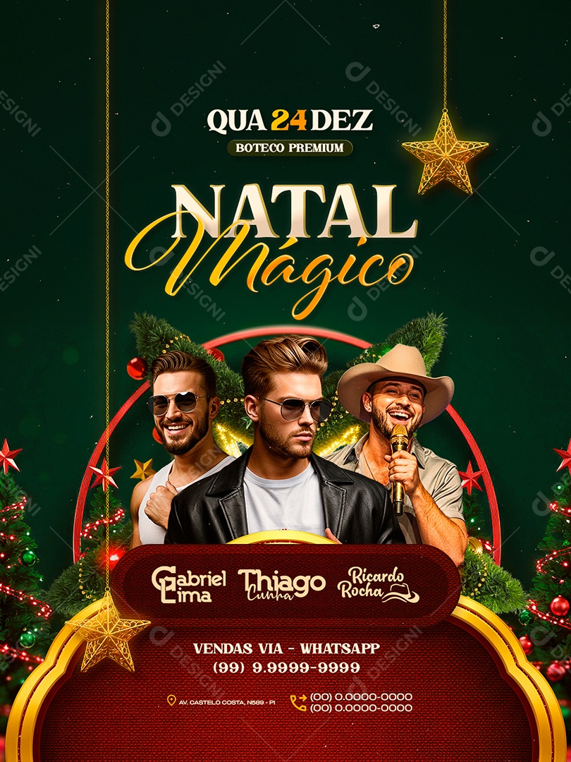 Flyer Próximos Shows Natal Mágico Social Media PSD Editável