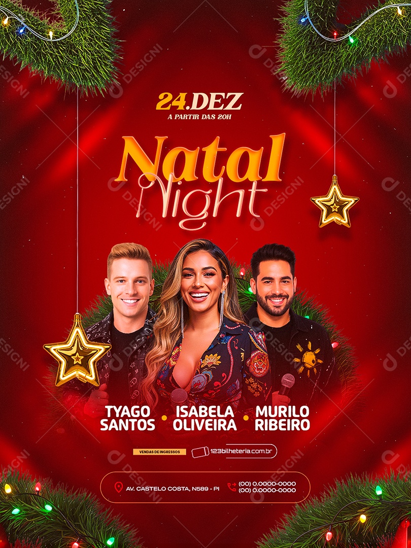 Flyer Próximos Shows Natal Night Social Media PSD Editável