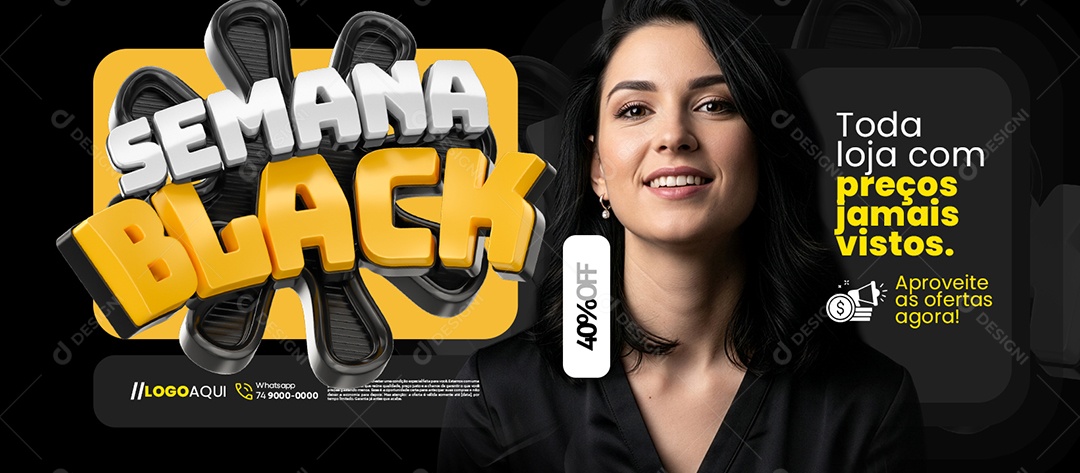 Banner Semana Black Loja de Eletrodomésticos Toda Loja com Preços Jamais Vistos Social Media PSD Editável