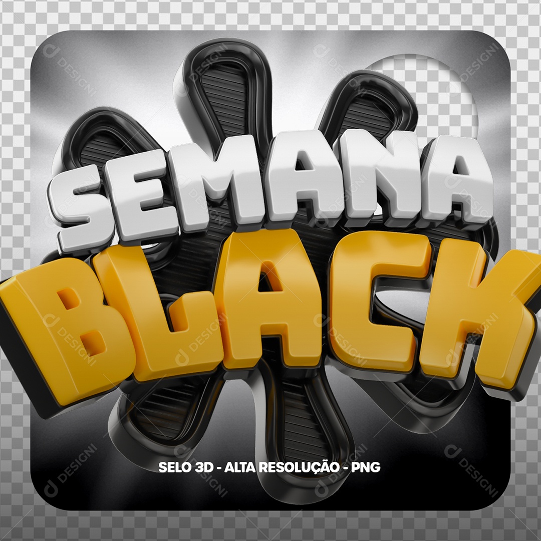 Semana Black Selo 3D para Composição PSD
