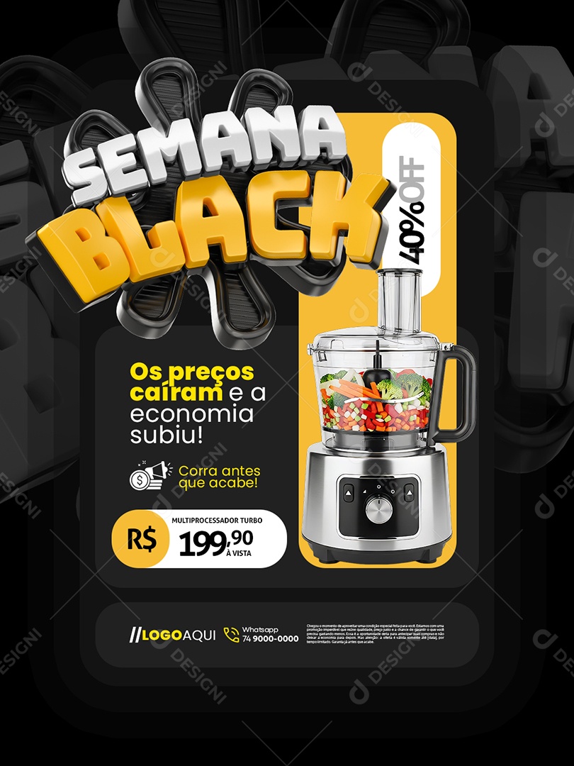 Semana Black Loja de Eletrodomésticos Multiprocessador Turbo Social Media PSD Editável
