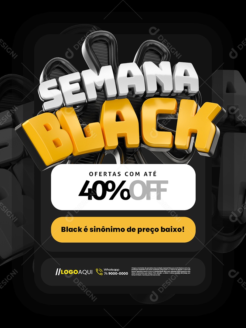 Semana Black Loja de Eletrodomésticos Ofertas com Até 40% Off Social Media PSD Editável