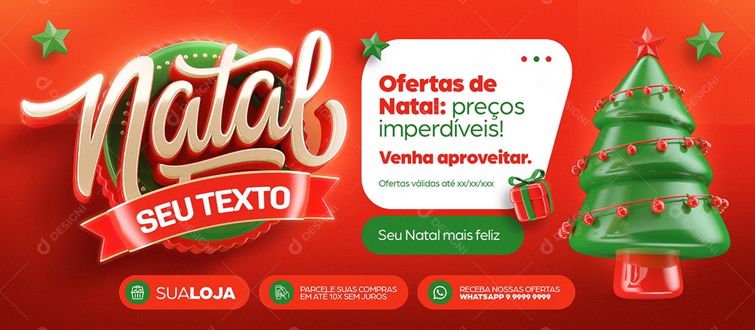 Banner Supermercado Promoções de Natal Social Media PSD Editável