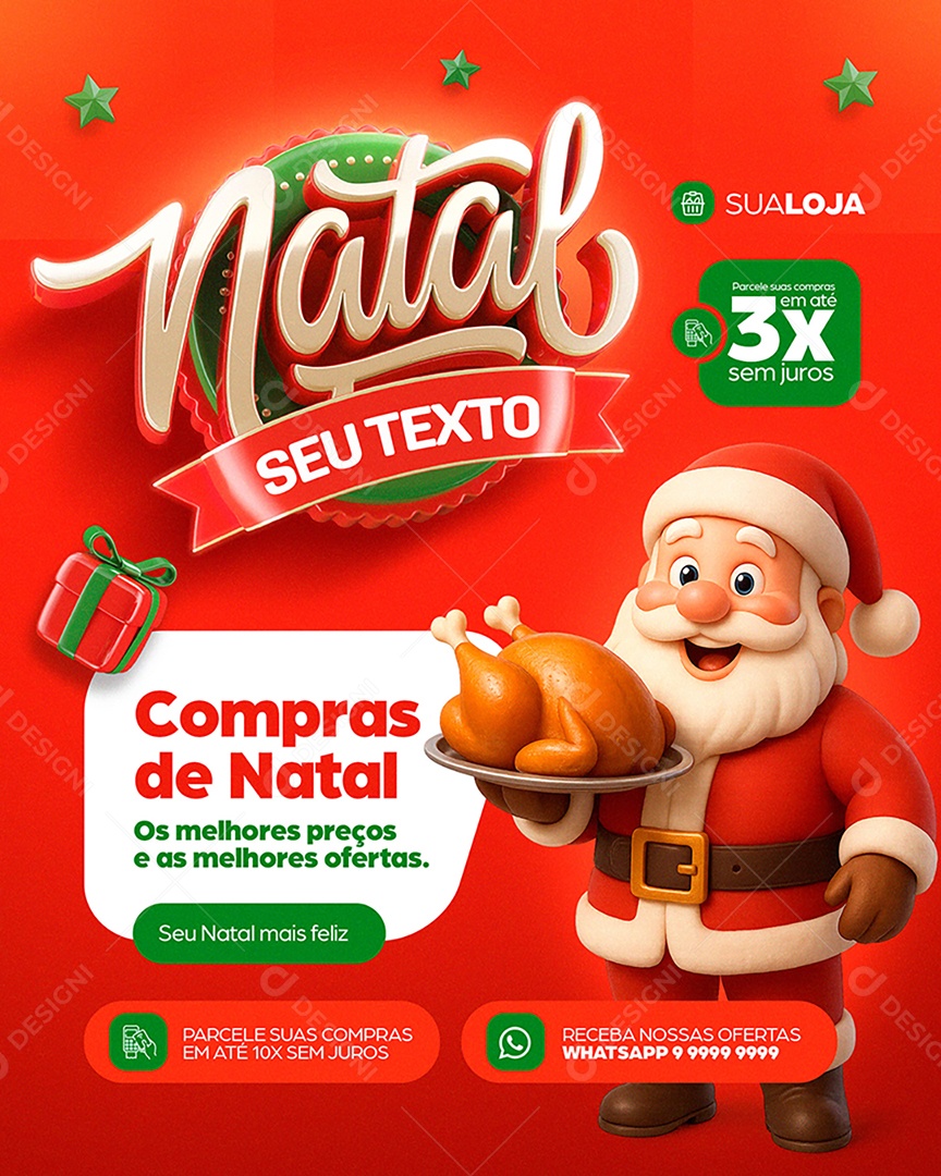 Supermercado Promoções de Natal Social Media PSD Editável
