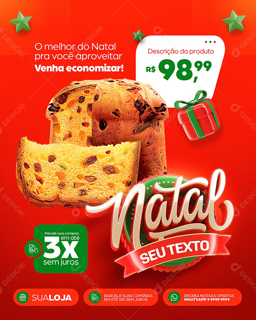 Supermercado Promoções de Natal Social Media PSD Editável