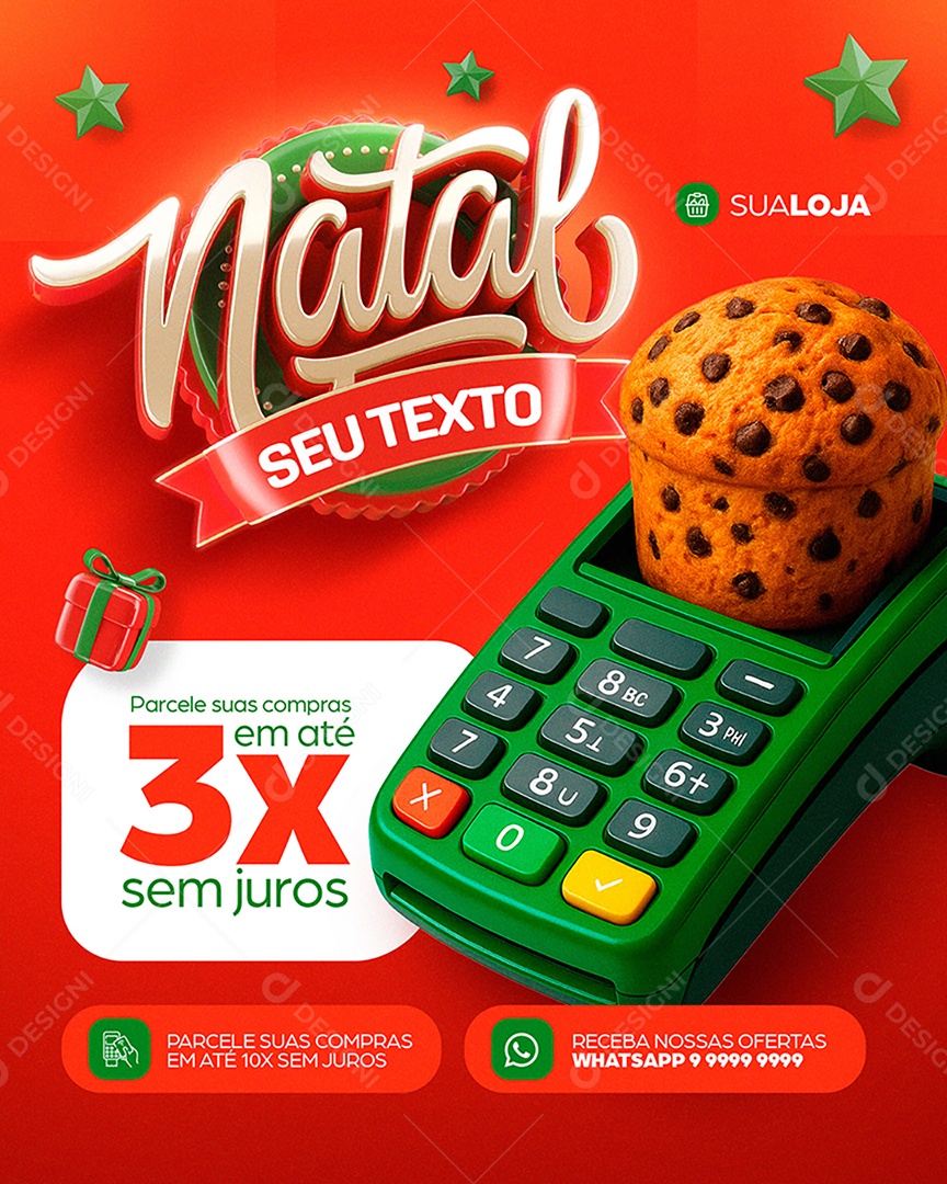Supermercado Promoções de Natal Social Media PSD Editável