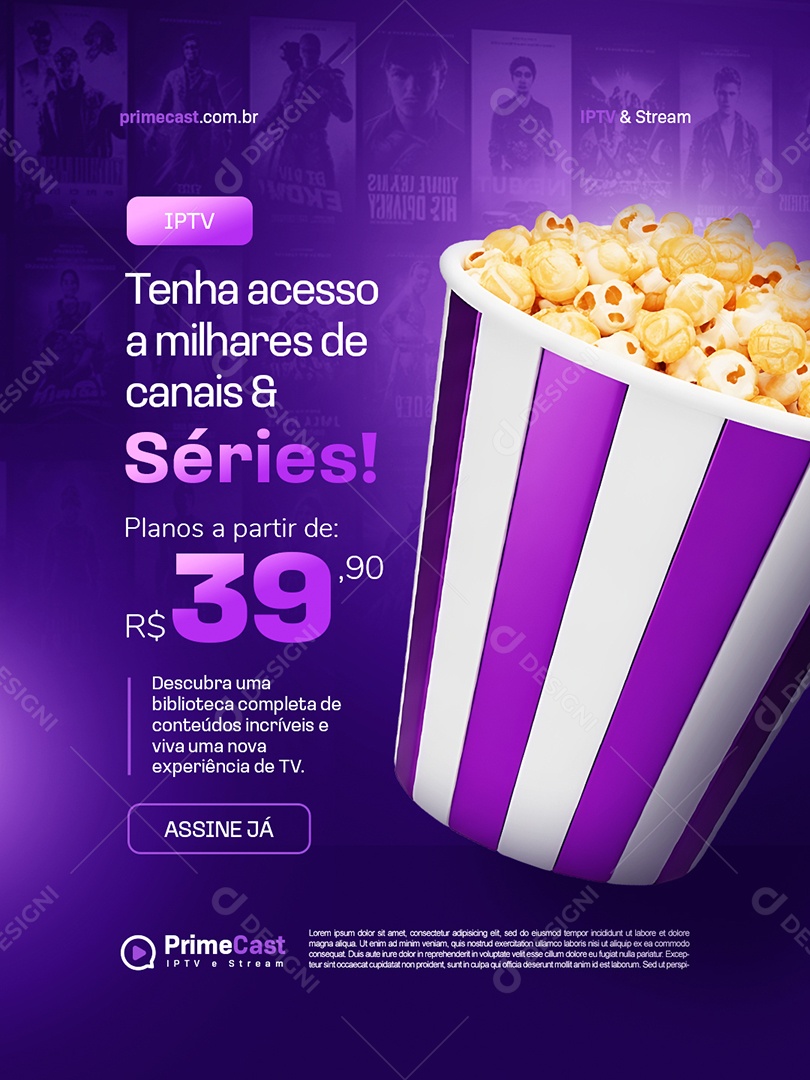 IPTV Tenha Acesso a Milhares de Canais e Séries Social Media PSD Editável