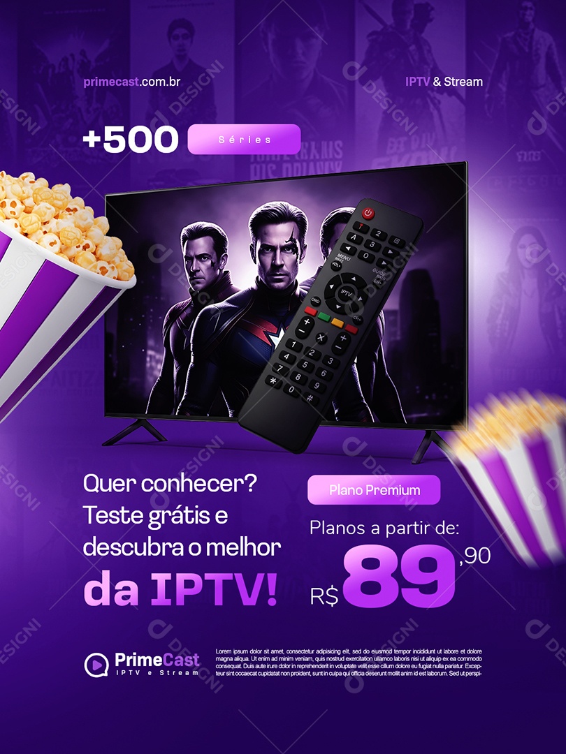 IPTV Quer Conhecer Plano Premium Social Media PSD Editável