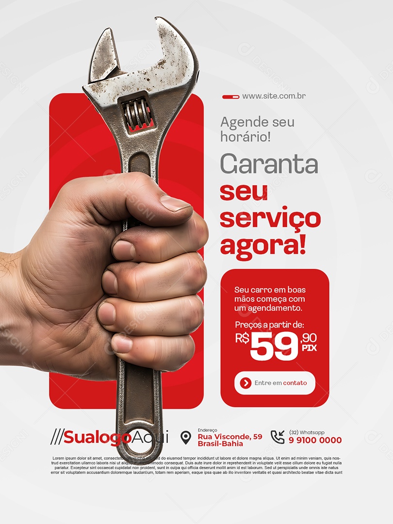 Oficina Mecânica Agende Seu Horário Social Media PSD Editável