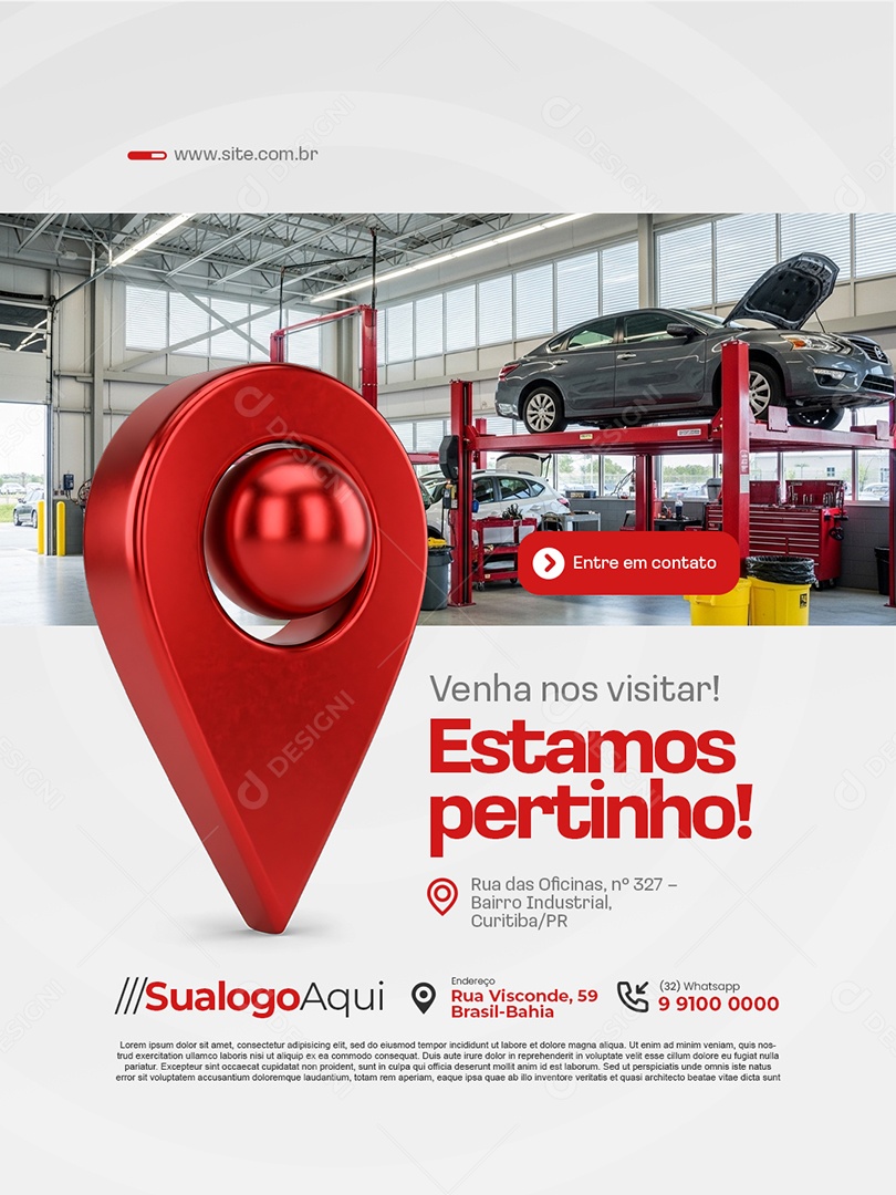 Oficina Mecânica Venha Nos Visitar Estamos Pertinho Social Media PSD Editável