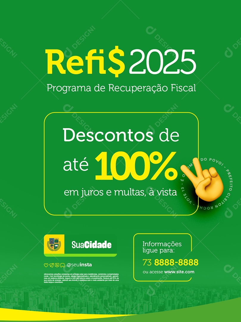 Refis 2025 Programa de Recuperação Fiscal Descontos Até 100% em Juros e Multas Social Media PSD Editável