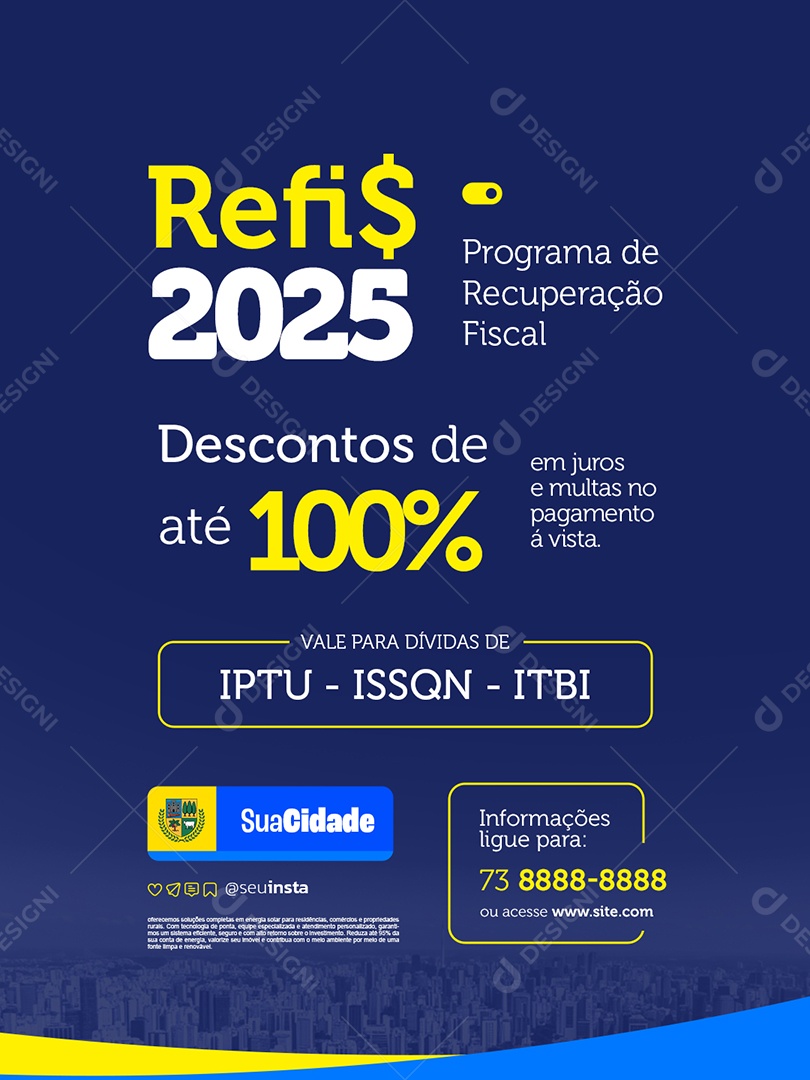 Refis 2025 Descontos de Até 100% em Juros e Multas no Pagamento á Vista Social Media PSD Editável