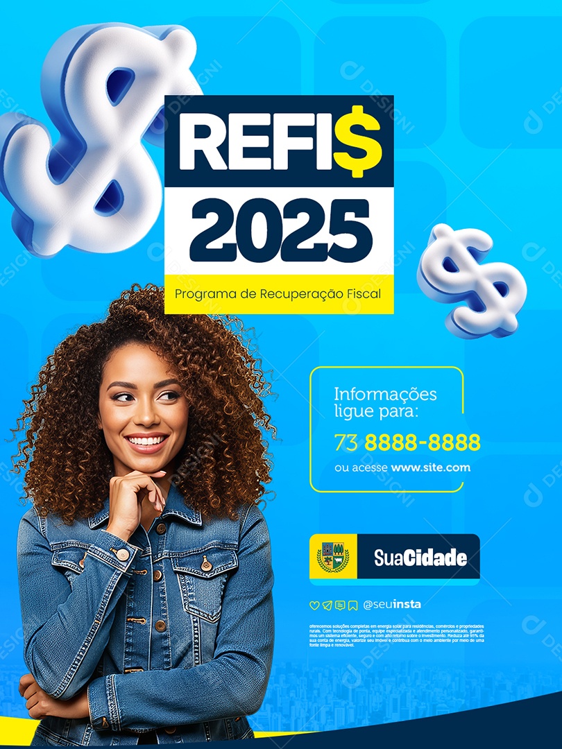 Refis 2025 Programa de Recuperação Fiscal Prefeitura Social Media PSD Editável