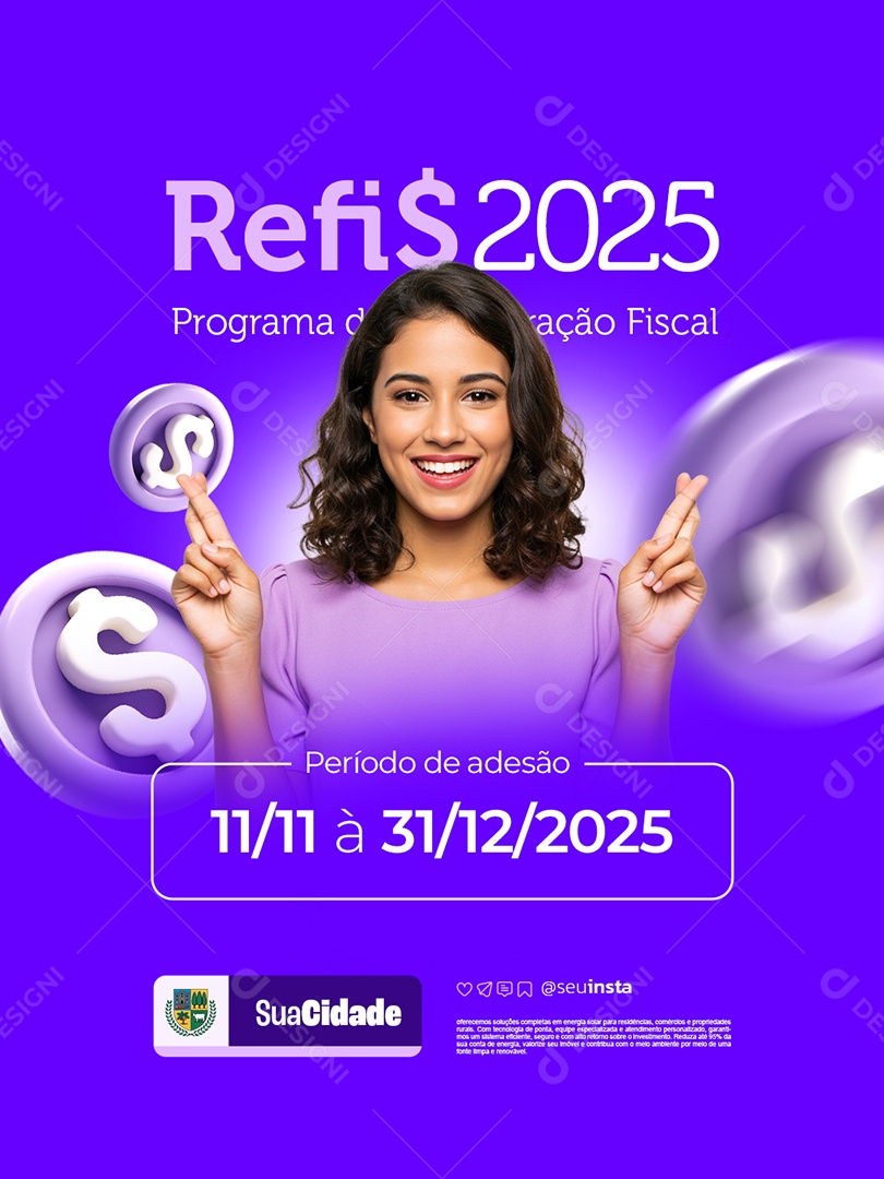 Refis 2025 Programa de Recuperação Fiscal Período de Adesão Social Media PSD Editável