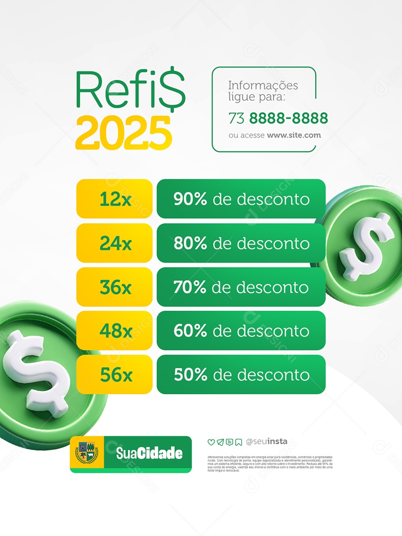 Refis 2025 90% de Desconto Social Media PSD Editável