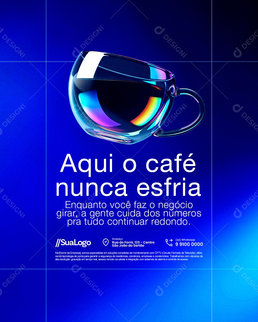 Contabilidade Aqui o Café Nunca Esfria Social Media PSD Editável