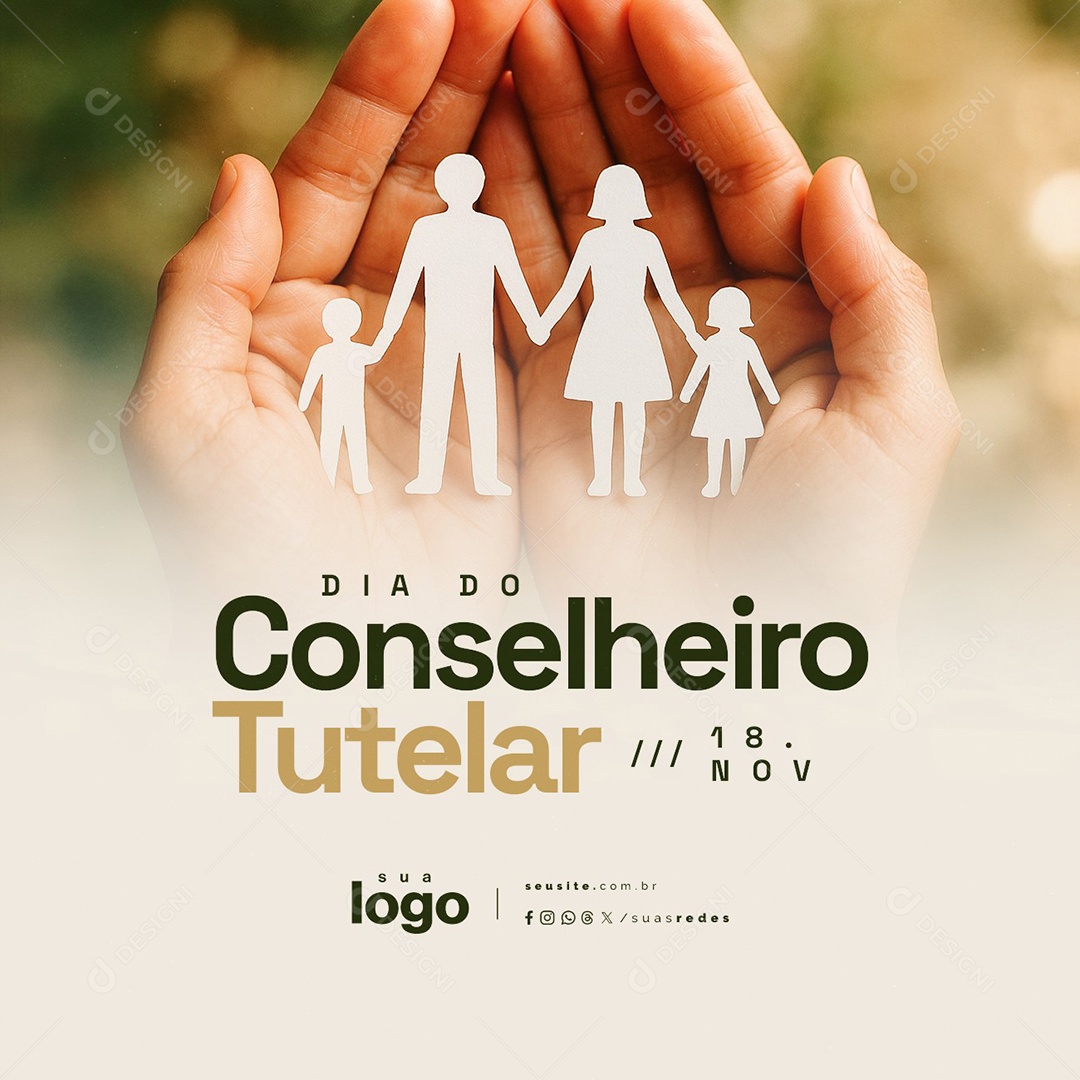 Feliz Dia do Conselheiro Tutelar 18 de Novembro Social Media PSD Editável