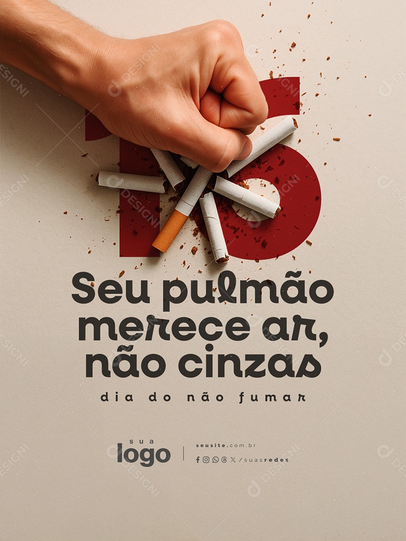 Dia do Não Fumar 16 de Novembro Seu Pulmão Merece Ar Social Media PSD Editável