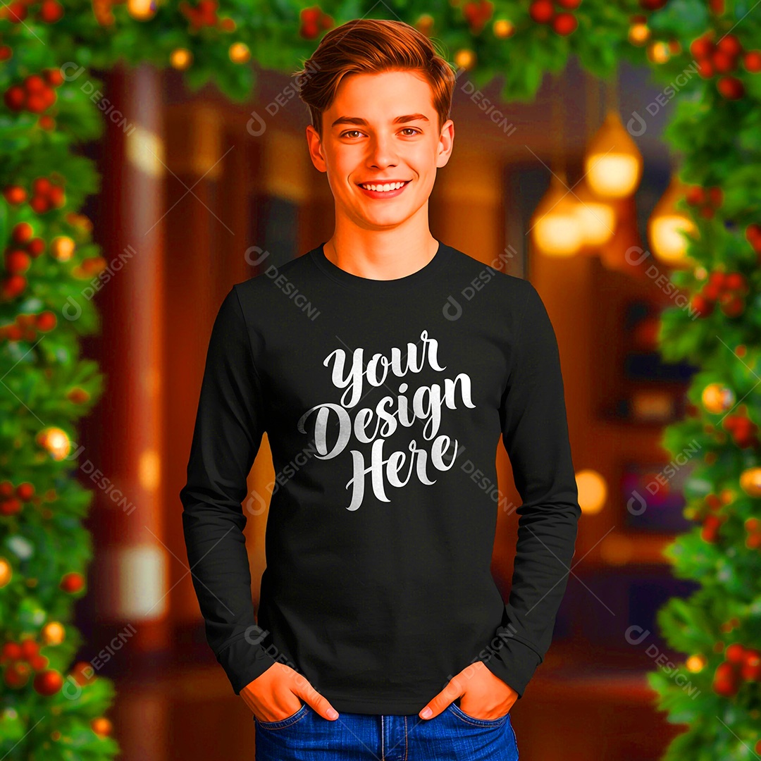 Mockup de Camisa Seu Projeto Aqui PSD Editável