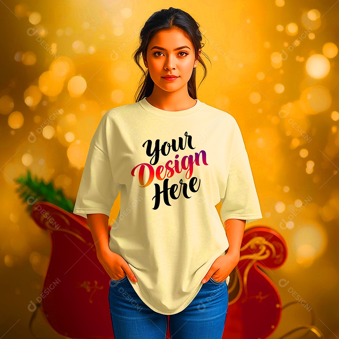 Mockup de Camisa Seu Projeto Aqui PSD Editável