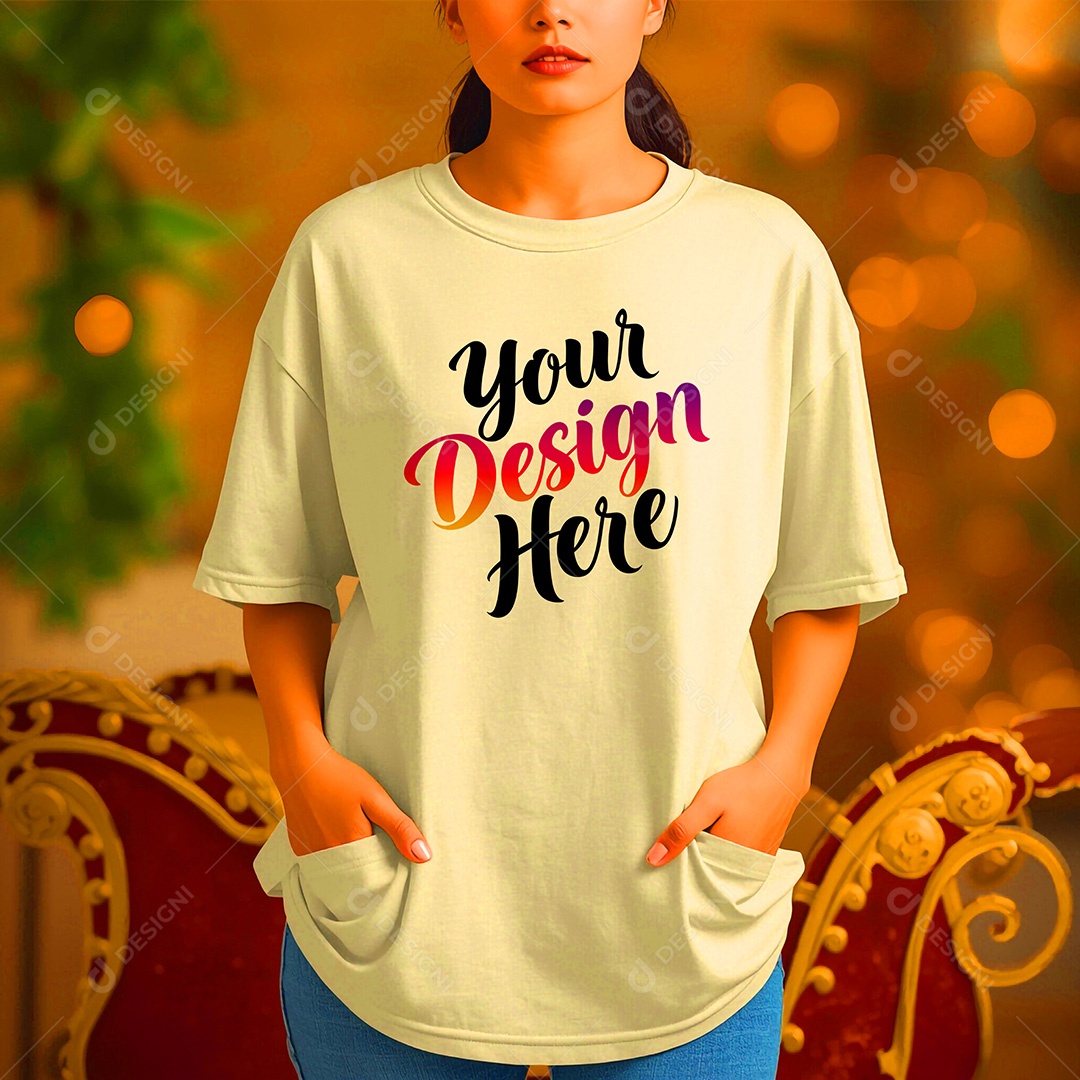 Mockup de Camisa Seu Projeto Aqui PSD Editável