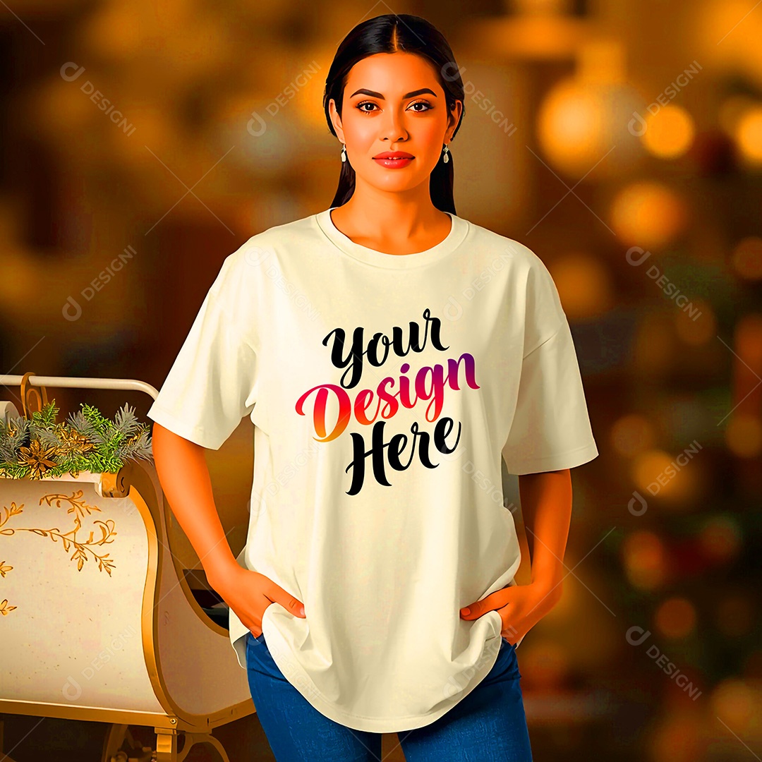 Mockup de Camisa Seu Projeto Aqui PSD Editável