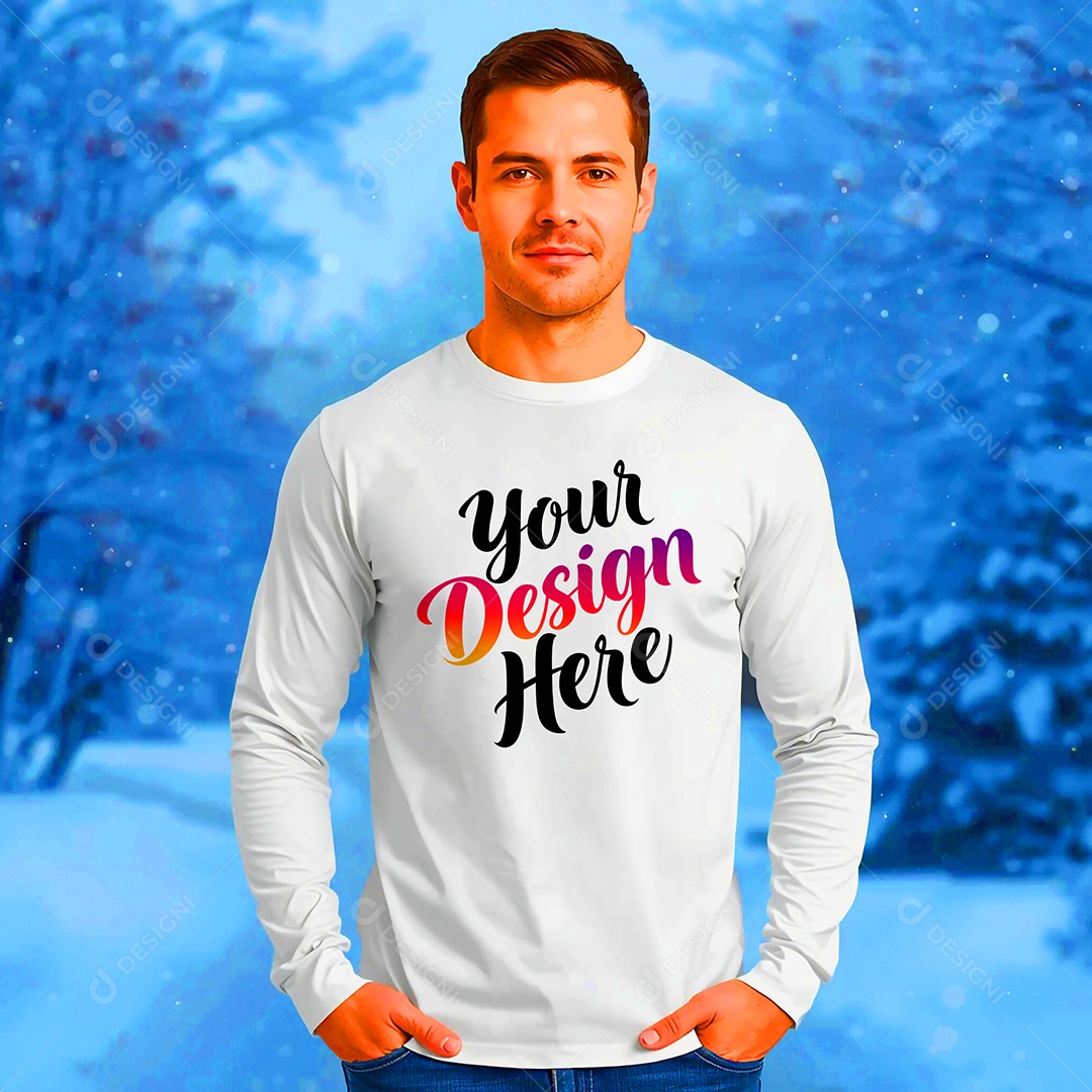 Mockup de Camisa Seu Projeto Aqui PSD Editável