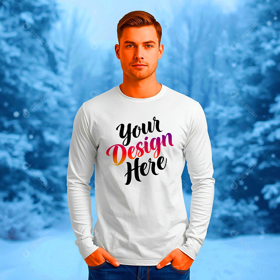 Mockup de Camisa Seu Projeto Aqui PSD Editável