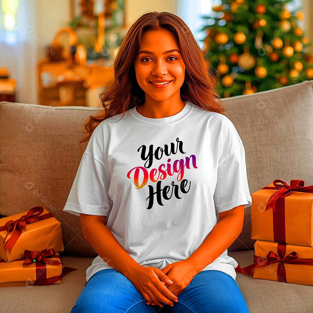 Mockup de Camisa Seu Projeto Aqui PSD Editável