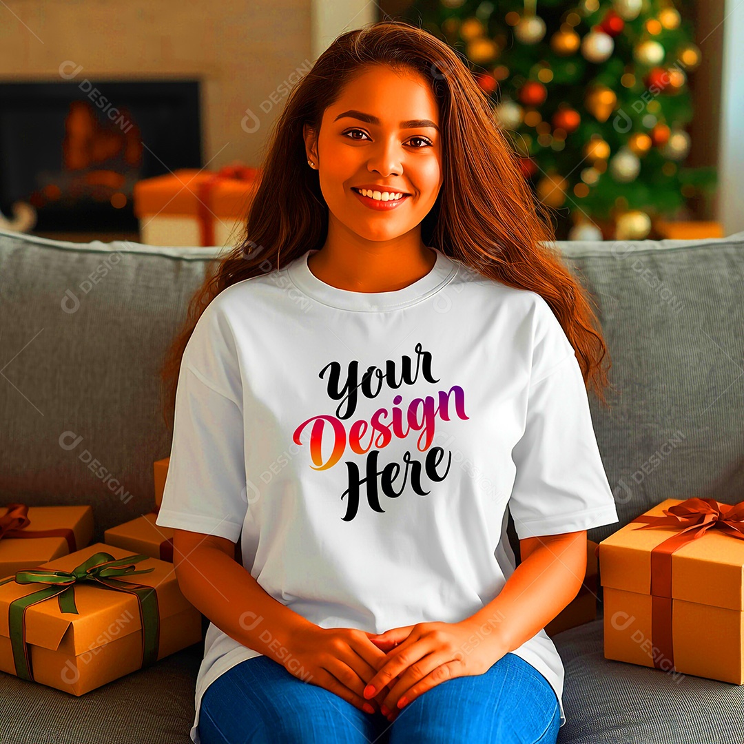 Mockup de Camisa Seu Projeto Aqui PSD Editável