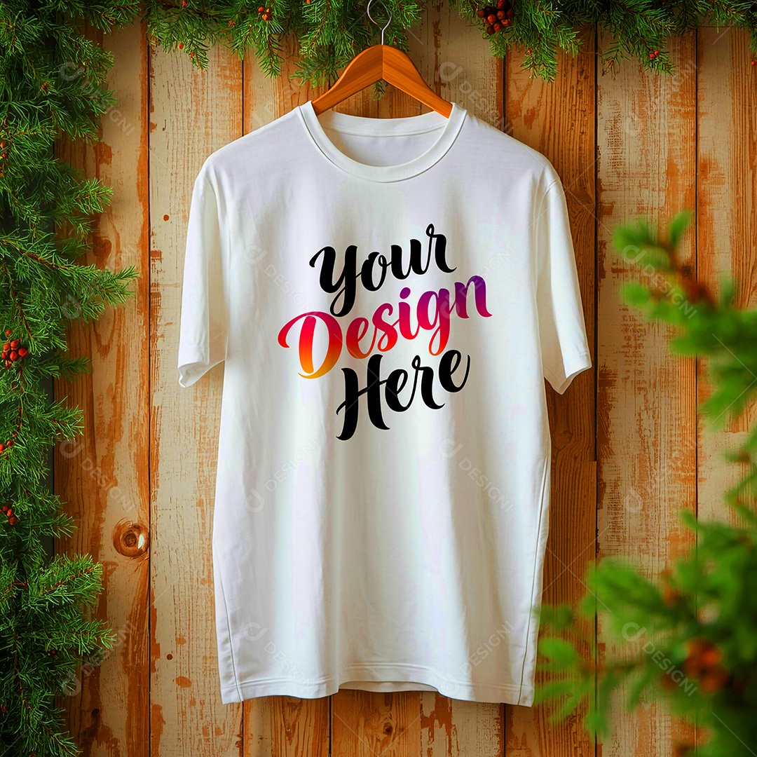 Mockup de Camisa Seu Projeto Aqui PSD Editável