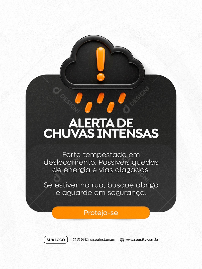 Alerta De Chuvas Intensas Prefeitura Social Media PSD Editável