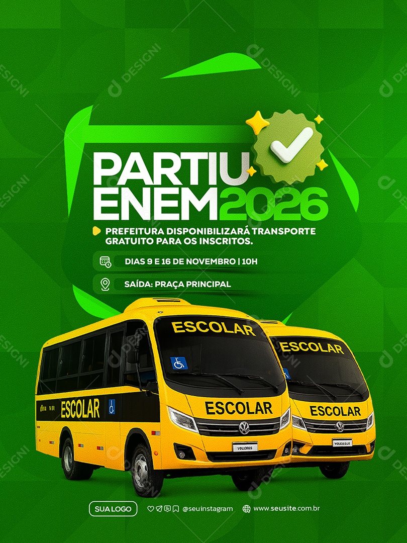 Partiu Enem 2026 Prefeitura Social Media PSD Editável