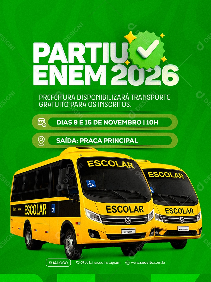 Partiu Enem 2026 Prefeitura Social Media PSD Editável