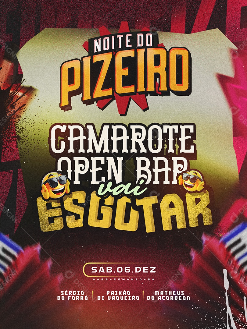Flyer Noite do Pizeiro Social Media PSD Editável