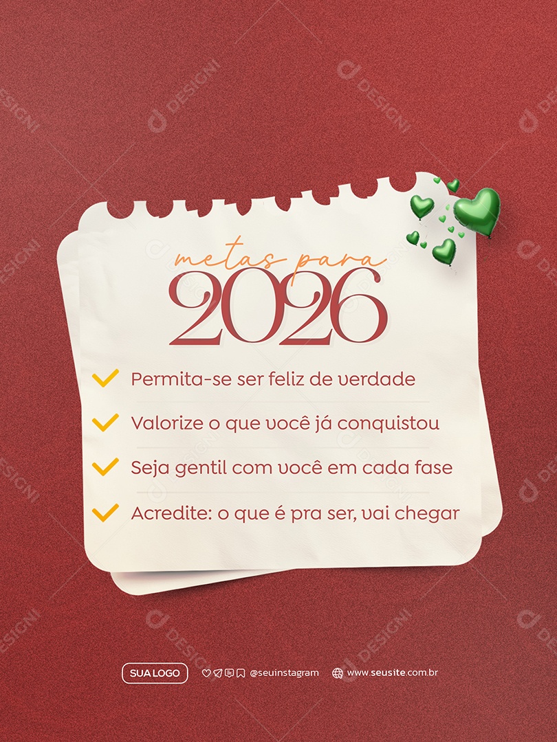 Metas para 2026 Social Media PSD Editável