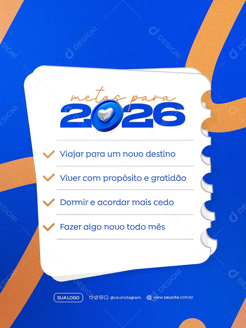 Metas para 2026 Social Media PSD Editável