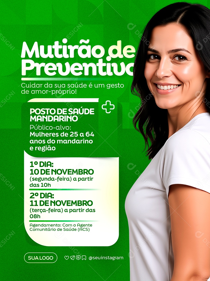 Mutirão Preventivo Posto de Saúde Social Media PSD Editável