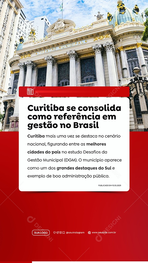 Story Noticia de Gestão Municipal Social Media PSD Editável